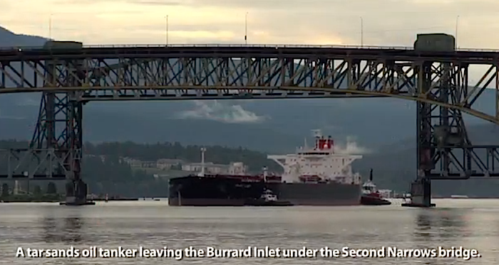 Oil tanker leaving Vancouver - from Save the Salish Sea
