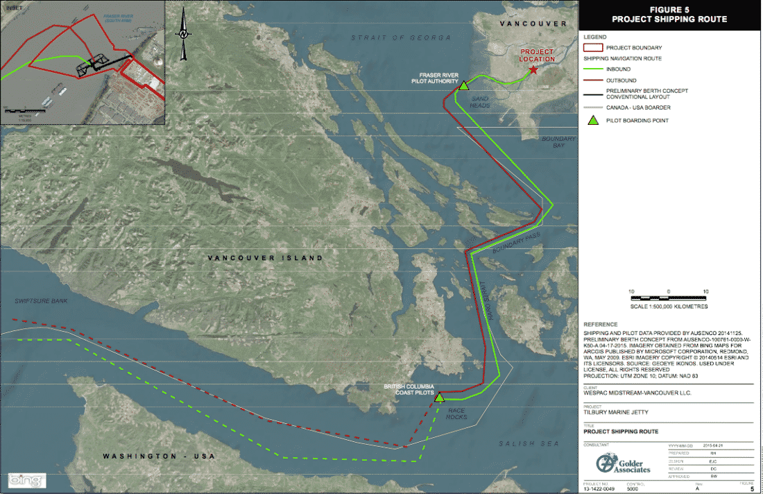 Project Shipping Route from WesPac Tilbury Marine Jetty Project Project Description CEAA Summary