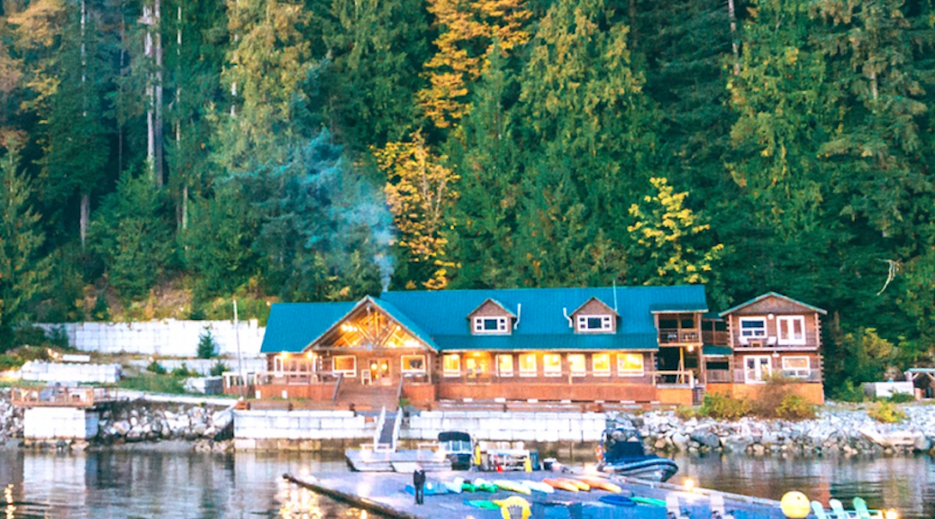 View of the Klahoose Wilderness Resort from the ocean