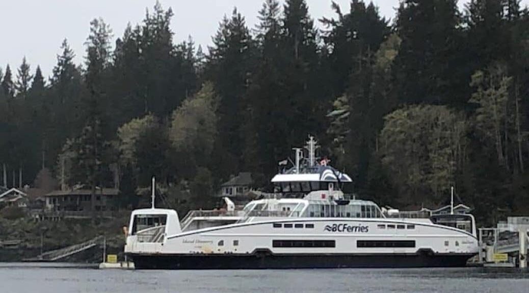 A ferry tied up to the dock
