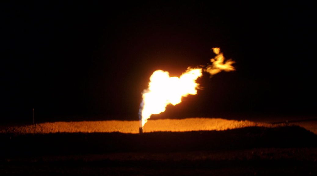 A gad flare during the night