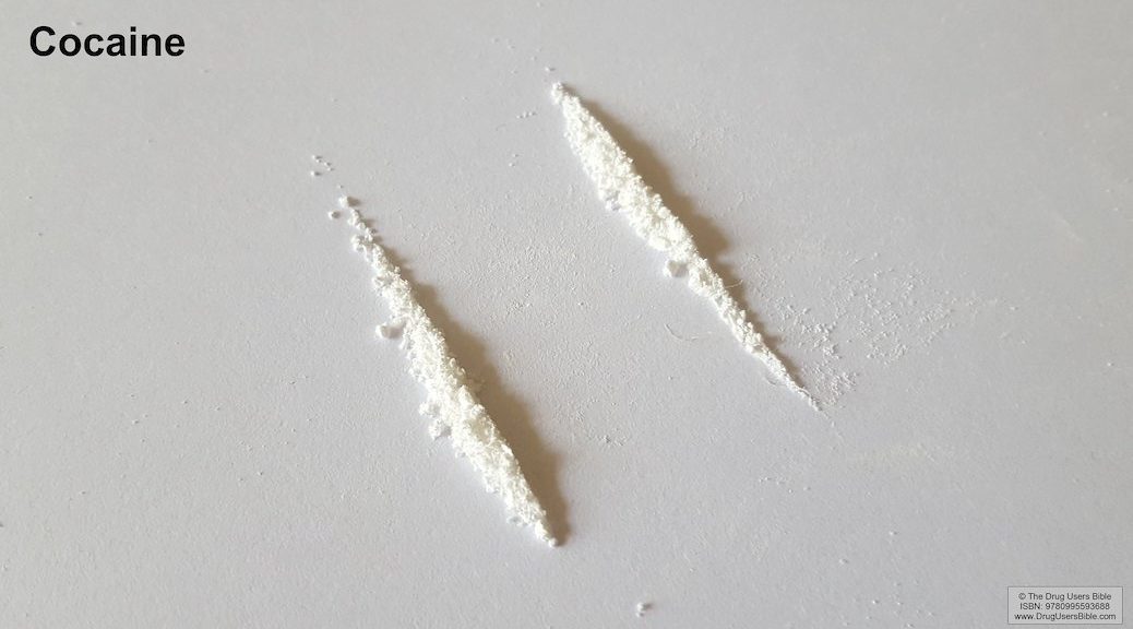 Two lines of cocaine on a countertop