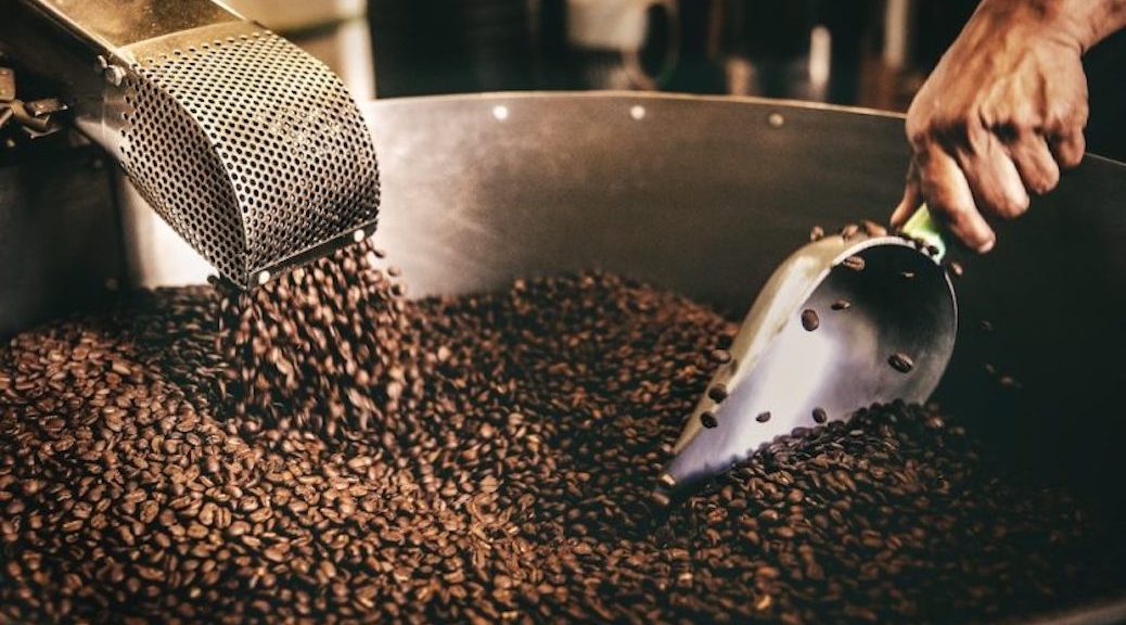 coffee beans in a roaster
