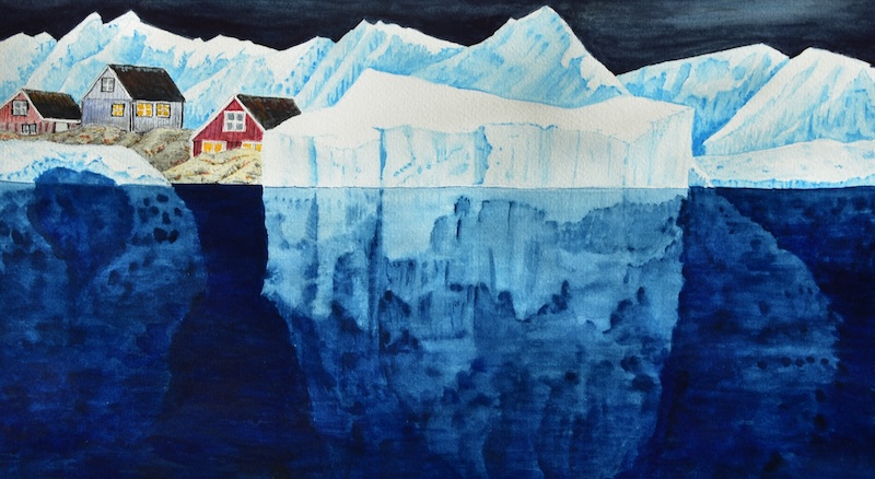 Three houses in the midst of Glaciers
