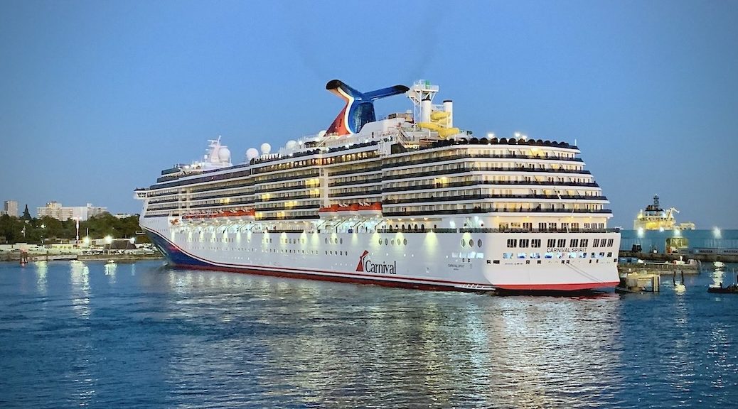 Cruise ship in a busy port