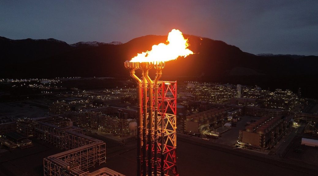 Flaring stacks at an LNG plant