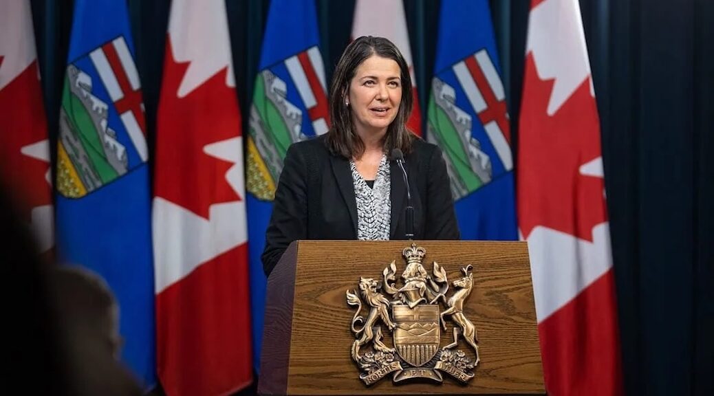 Premier Danielle Smith making an announcement