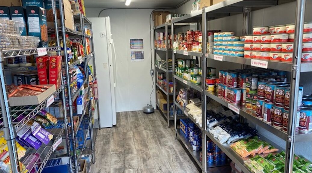 Inside the Food Bank containers at Mansons Landing