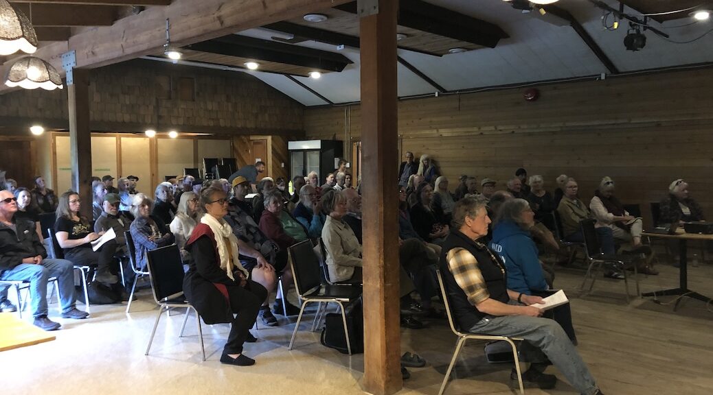 A room filled with the people who came to Cortes Island's Quarry Expansion