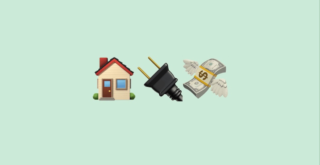 A home, the plugin of an electrical cord and a pile of cash