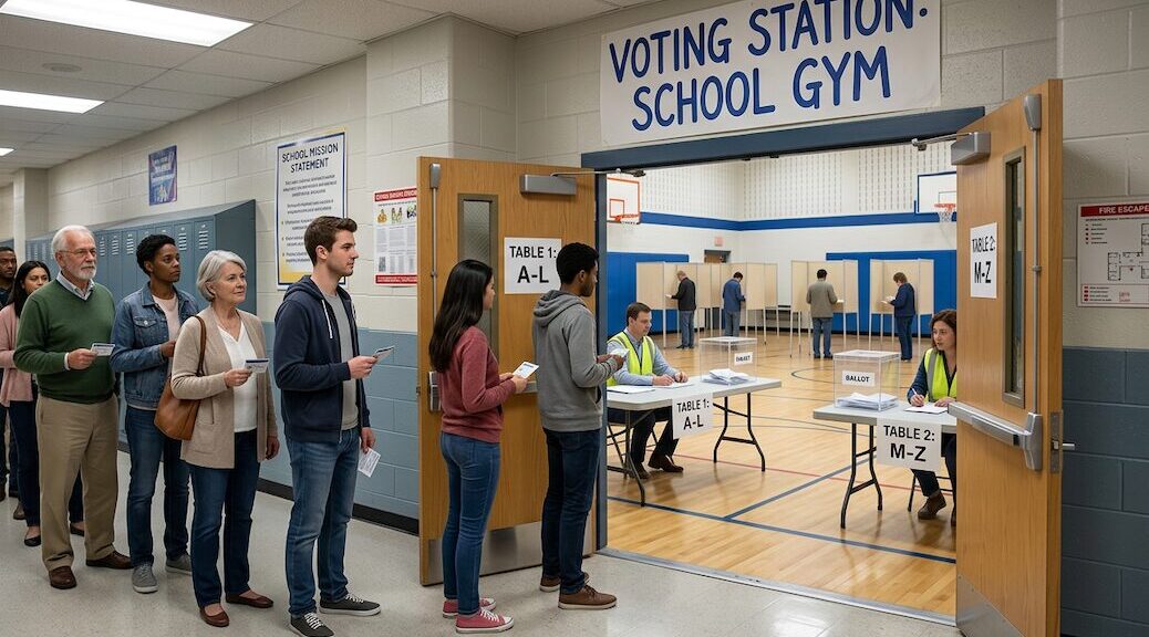 People lined up to vote on the referendum for funding Youth and Senior services